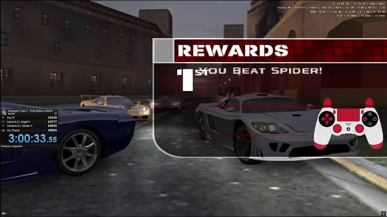 🇧🇷 Speedrun Midnight Club 3 DUB Edition REMIX any% [3:00:33] - 6 restarts