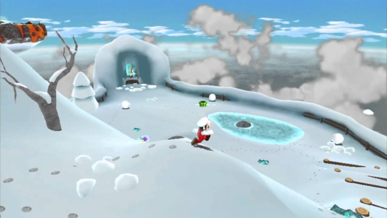 Super Mario Galaxy 2 - Monde 3 - Station du flocon de braise : Les Pataverts aux sports d'hiver