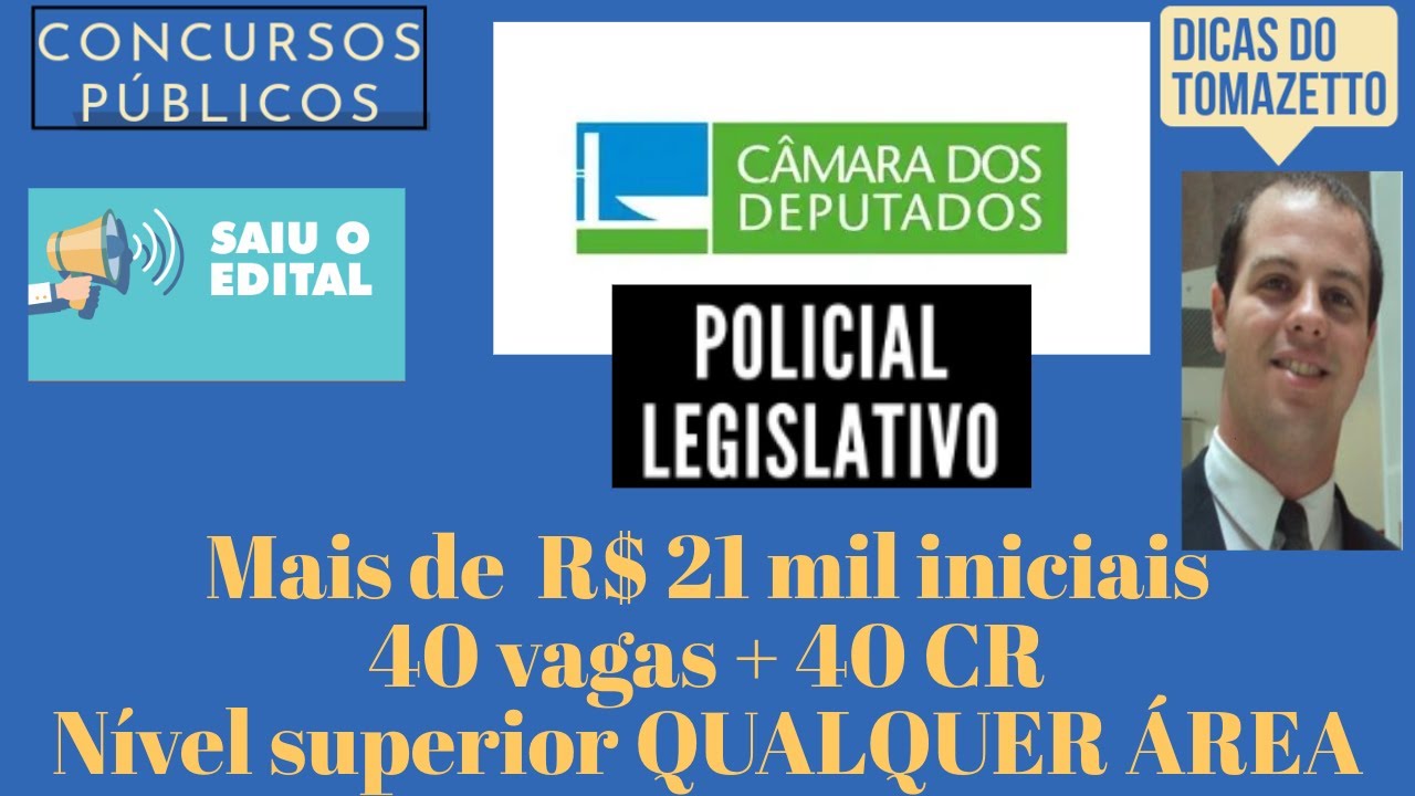 Mais de R$ 21 mil iniciais 40 vagas  + 40 CR saiu o edital Câmara dos Deputados Policial Legislativo