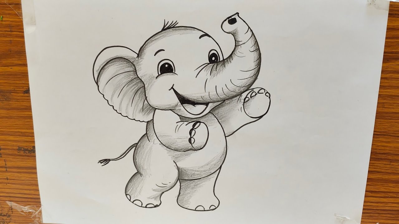 baby elephant drawing cute, baby elephant drawing easy step by step, how to draw a baby elephant