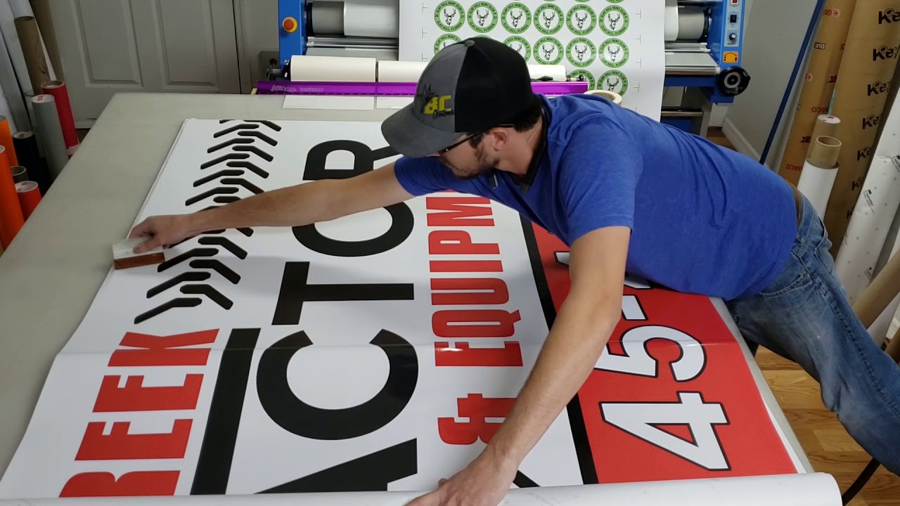 Tutorial for how to apply 4ft x 8ft print to signboard by yourself.