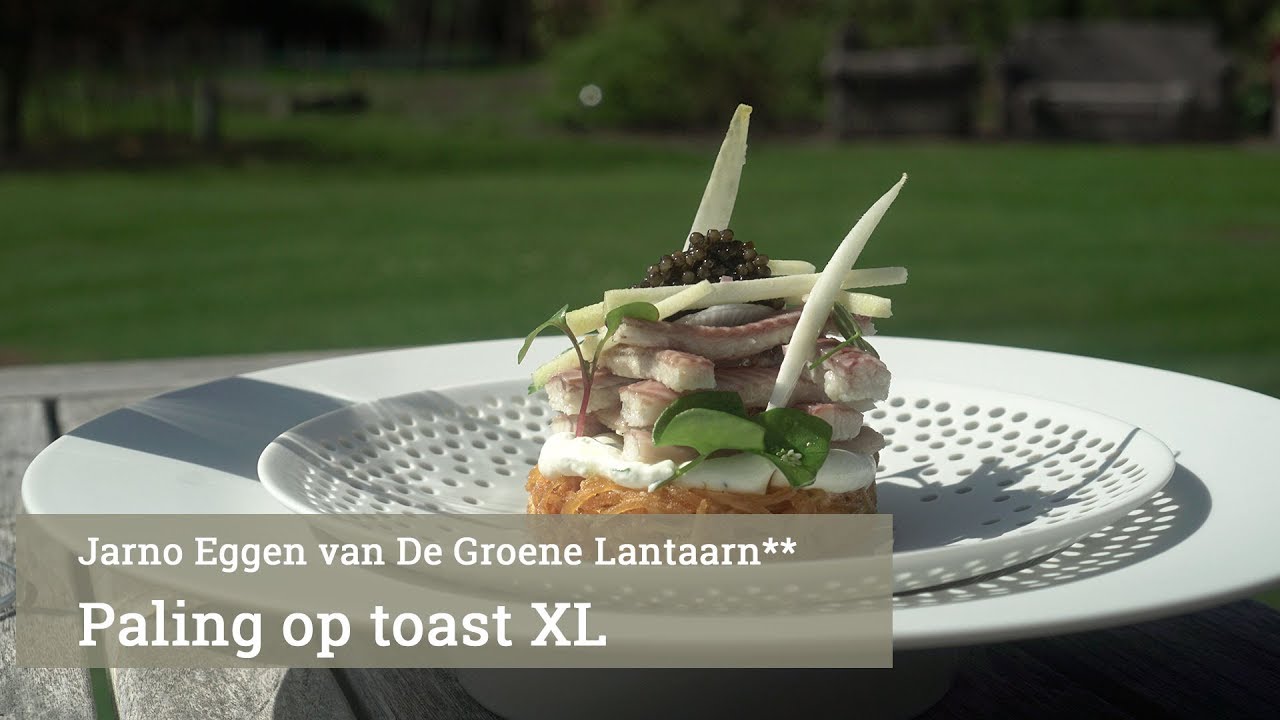 Paling met crème fraîche, appel & kaviaar door Jarno Eggen**