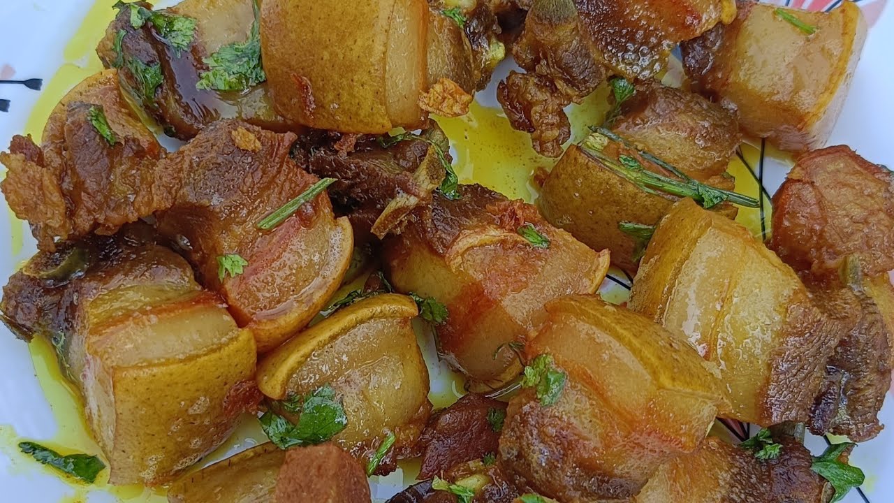 Pork Dry Fry Recipe With Tomato | Pork Curry Recipe | Village Pork Cooking | Pork Eating 
