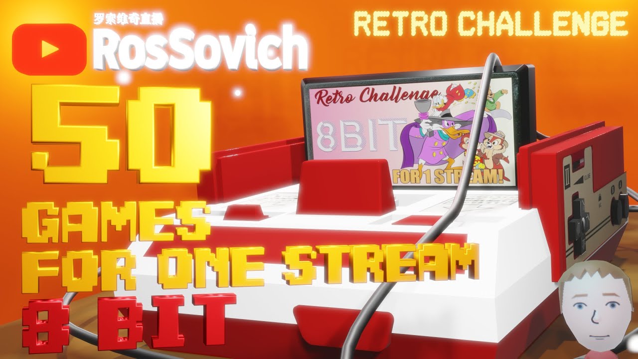 Retro Challenge 8-Bit - 50 Games for 1 Stream. Rossovich Game Start.