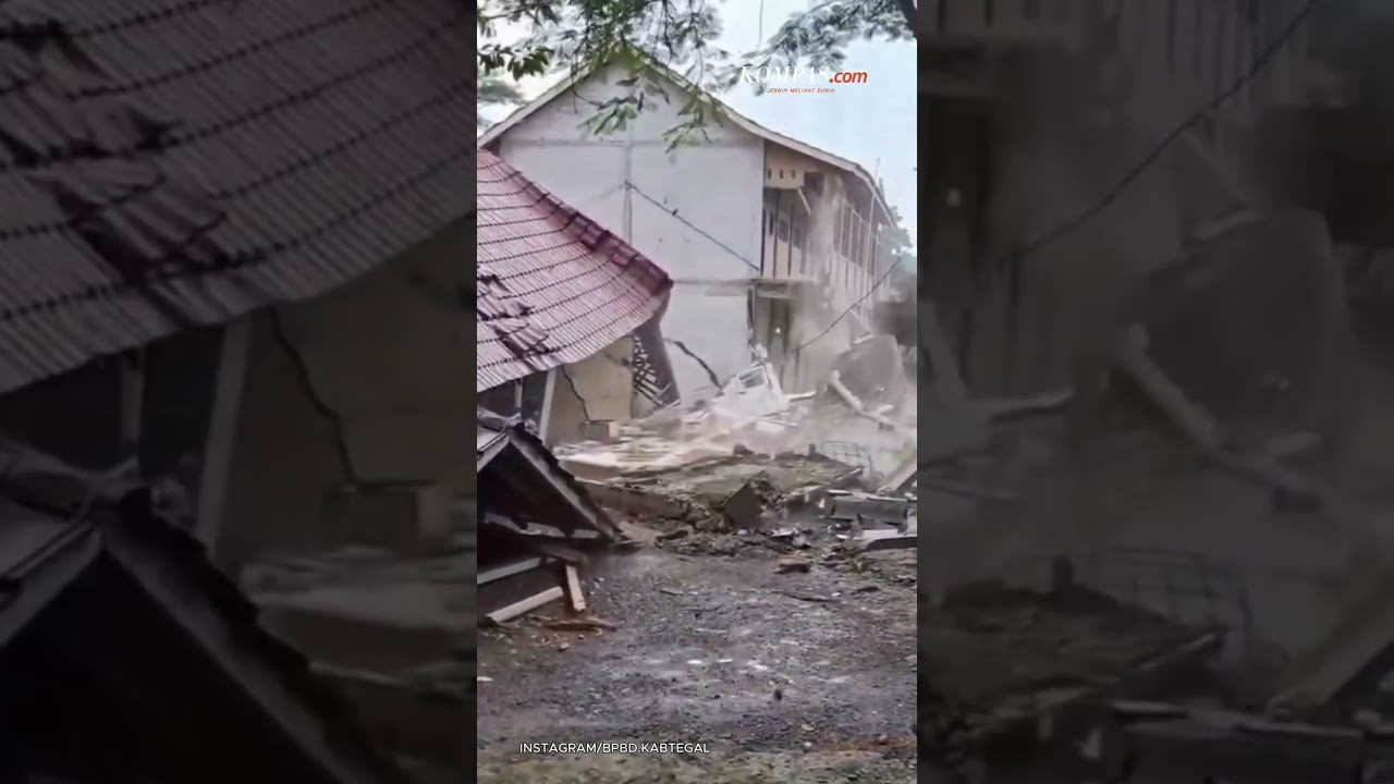 Detik-detik Ponpes Ambruk akibat Tanah Bergerak di Tegal