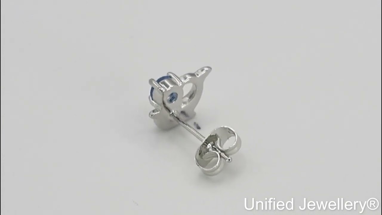 925 Silver Plated Round Cut SeaBlue Gemstone Cute Dolphin Stud Earrings 20 UK