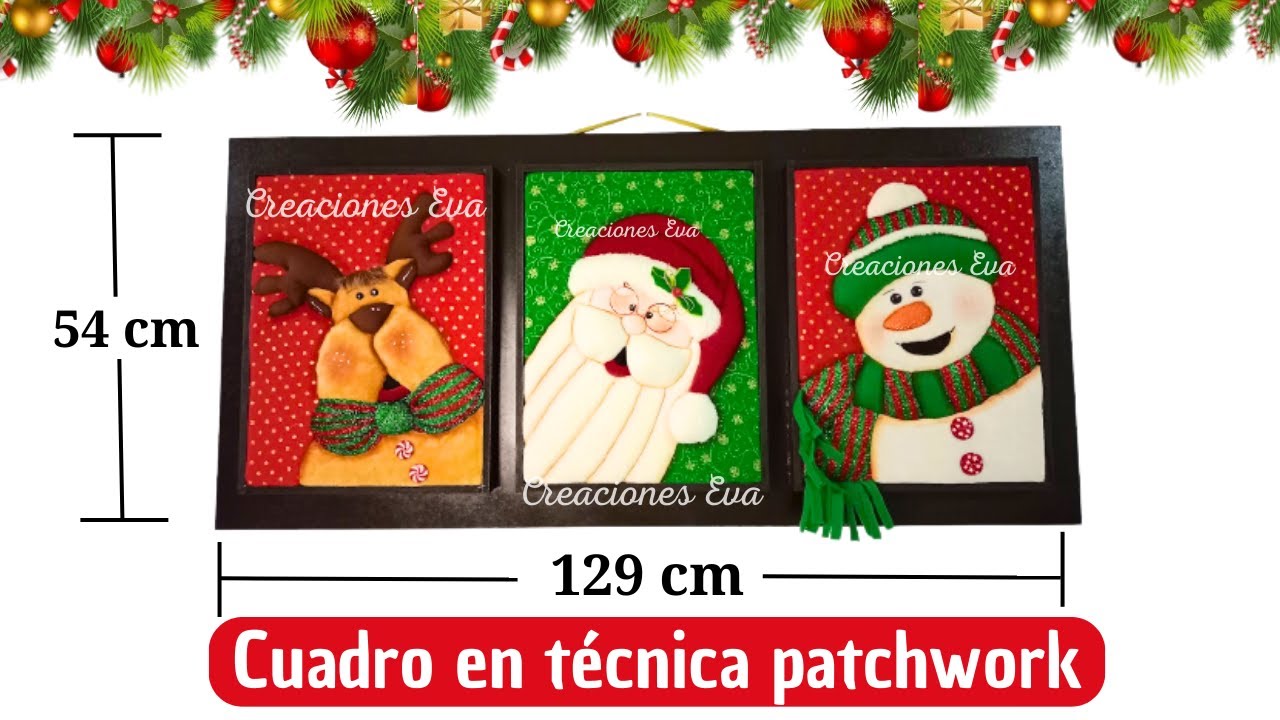 CUADRO NAVIDEÑO 2023 en Patchwork sin aguja | Fácil y rápido