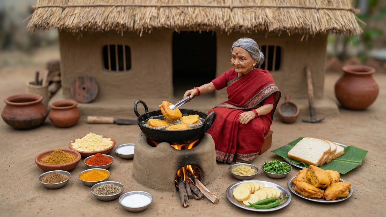 Miniature Indian Women Cooking Bread Pakawda ASMR 🤤 | Indian Village Tiny Kitchen Story #food #asmr 