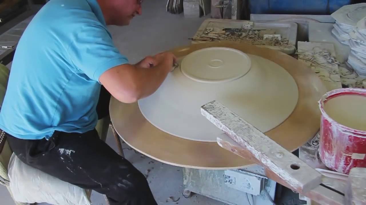 Bill Powell throws and trims an 80 cm. Stoneware Platter