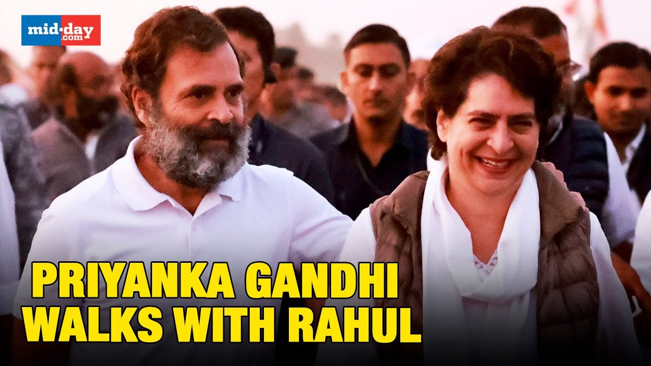 Madhya Pradesh: Priyanka Gandhi joins Bharat Jodo Yatra for the first time