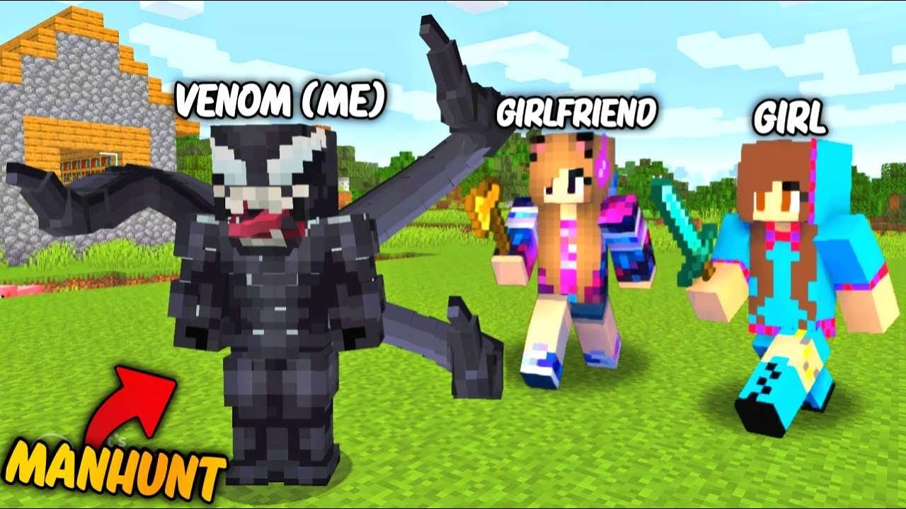 😂Speedrunner VS Hunter With My Cute Girlfriends But, I Became a Venom in Minecraft...