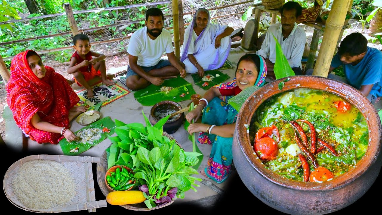গ্রাম্য পদ্ধতিতে বাড়ির বানানো চালের ফেনা ভাত রান্না | cooking village healthy morning breakfast