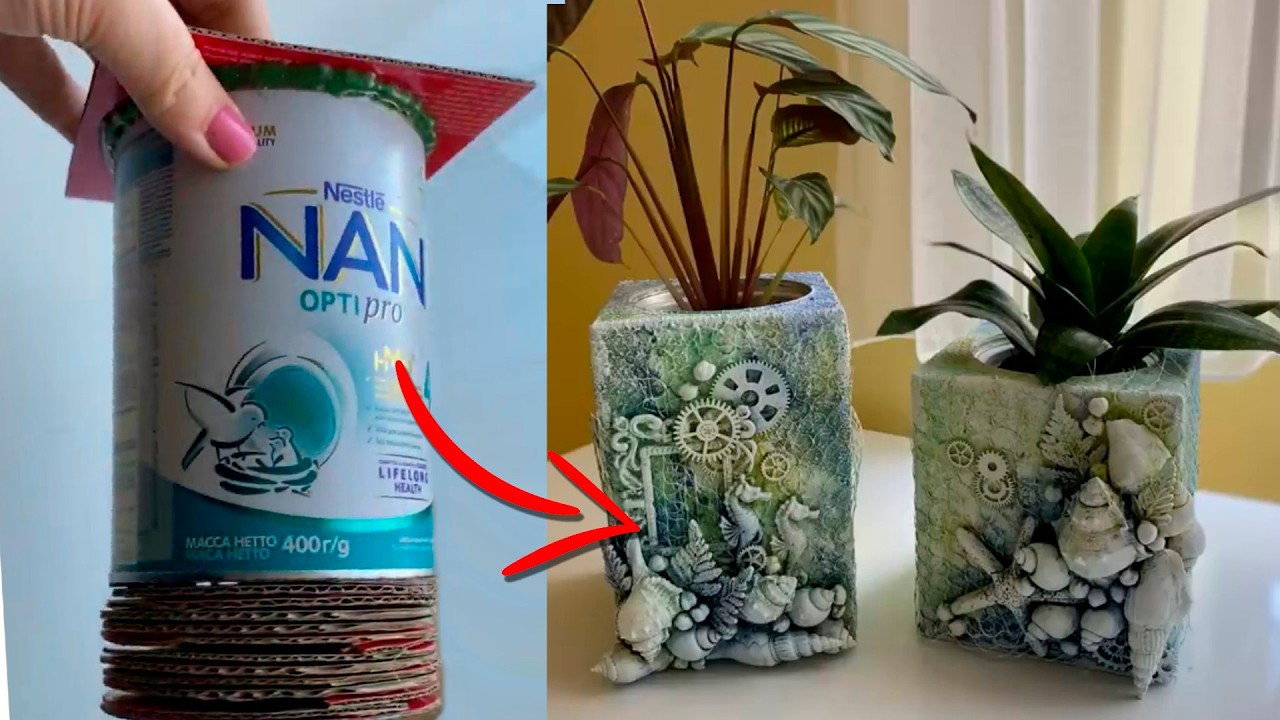 DIY Aesthetic Planters from Upcycled Cans & Cardboard 📦🌿 Mixed Media ♻️