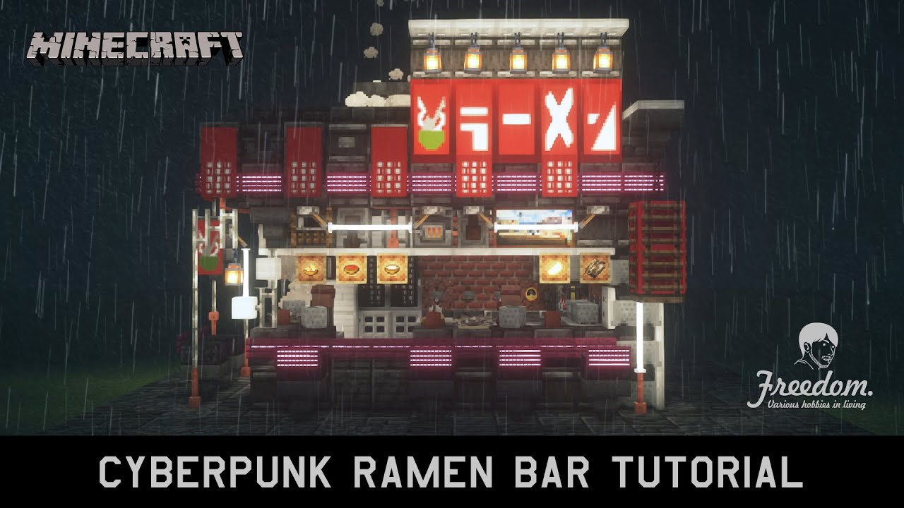Minecraft Tutorial | A Real Architect Builds a Cyberpunk Ramen Bar #107