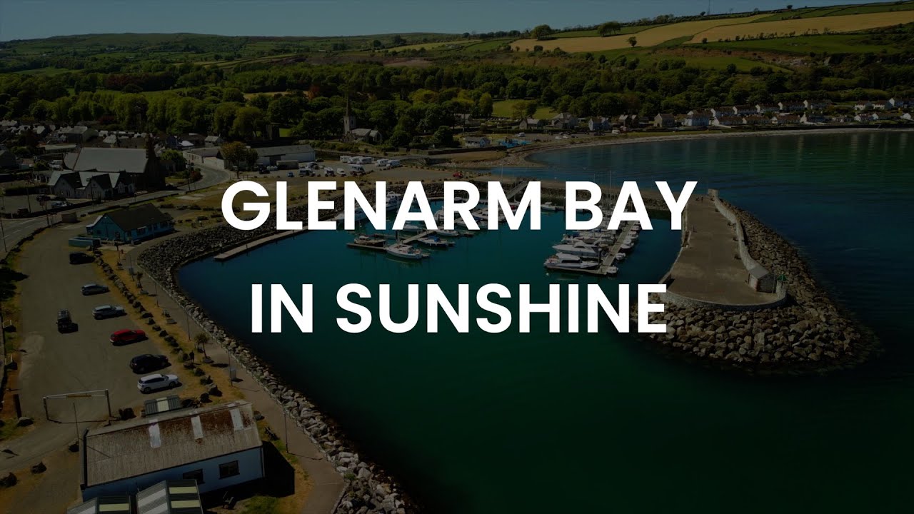 Glenarm Castle Grounds in Sunshine - Aerial Stock Footage - 4K - 60 Frames Per Second