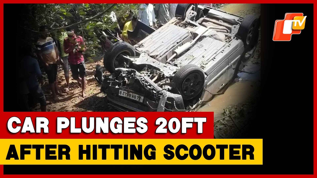 Car Plunges 20ft Off Bridge After Hitting Scooter On NH-18 In Odisha’s Baripada, 2 Critical