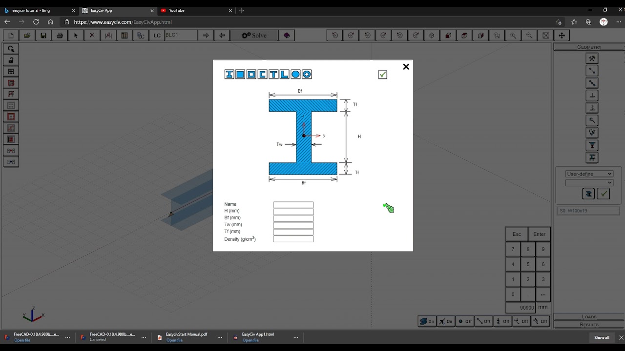 EasyCiv Tutorial (Free 3D Structural Analysis Engineering Software)