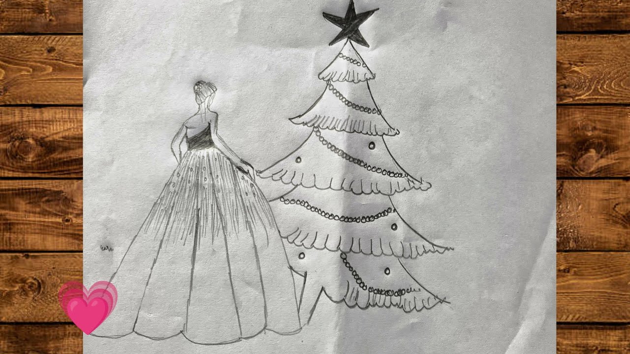 Merry Christmas easy drawing | my first drawing on youtube | girl sketch #sketch #drawing 