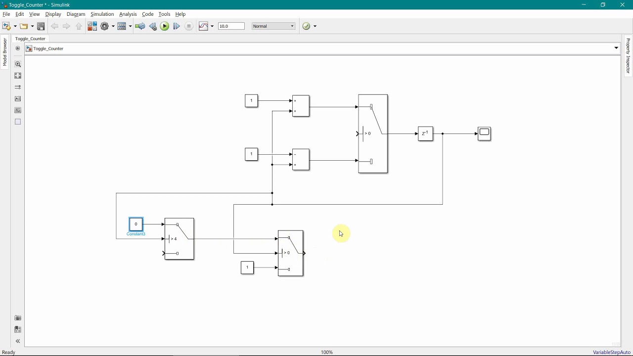 How to design an increasing and decreasing toggle counter in Simulink - MATLAB R2019a?