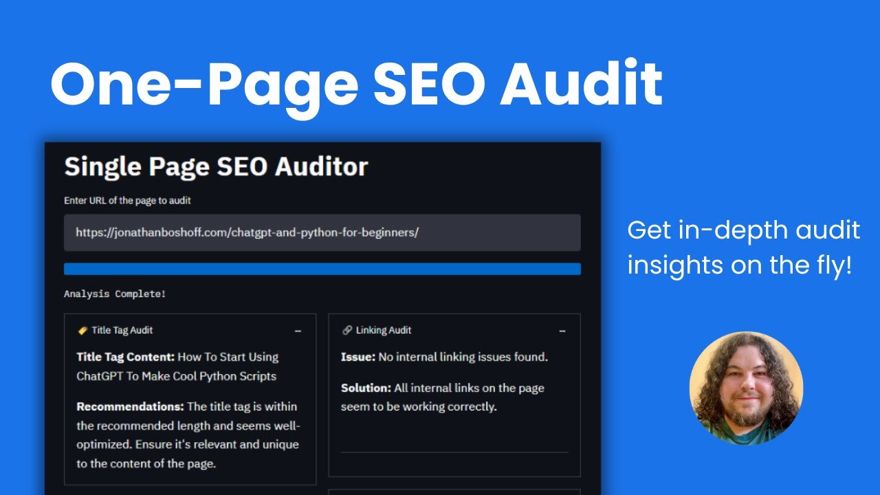 Get An SEO Audit In One Click! (Free Single Page SEO Audit Tool)