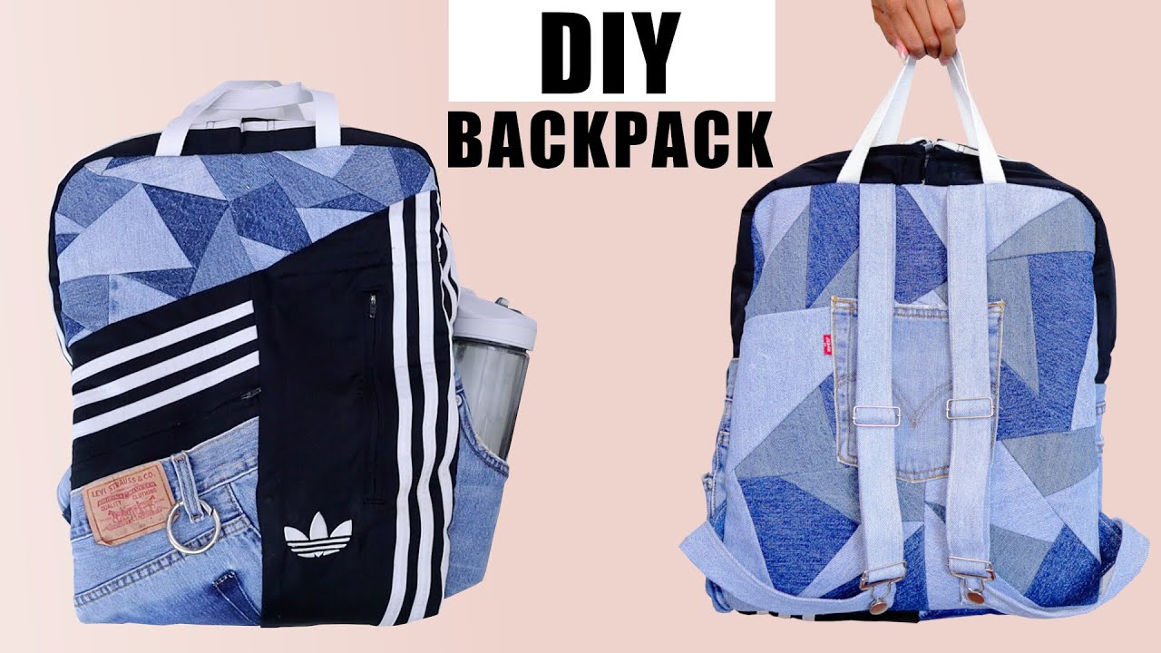 Лоскутный рюкзак своими руками из джинсов и брюк Adidas! | THRIFT FLIP