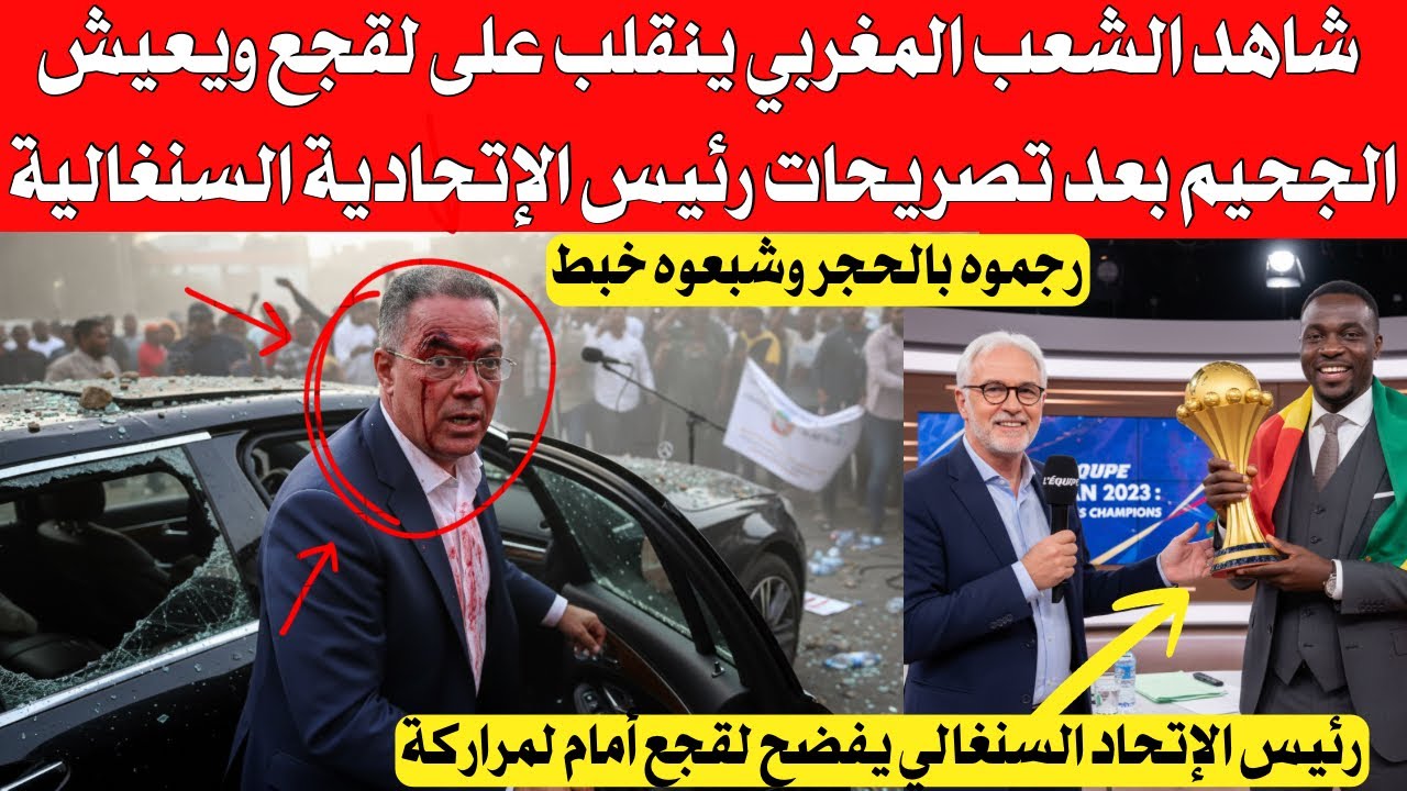 شاهد بالفيديو لقجع يعيش الجحيم في المروك بعد إنقلاب الشعب المغربي عليه بسبب تصريحات رئيس السنغال 