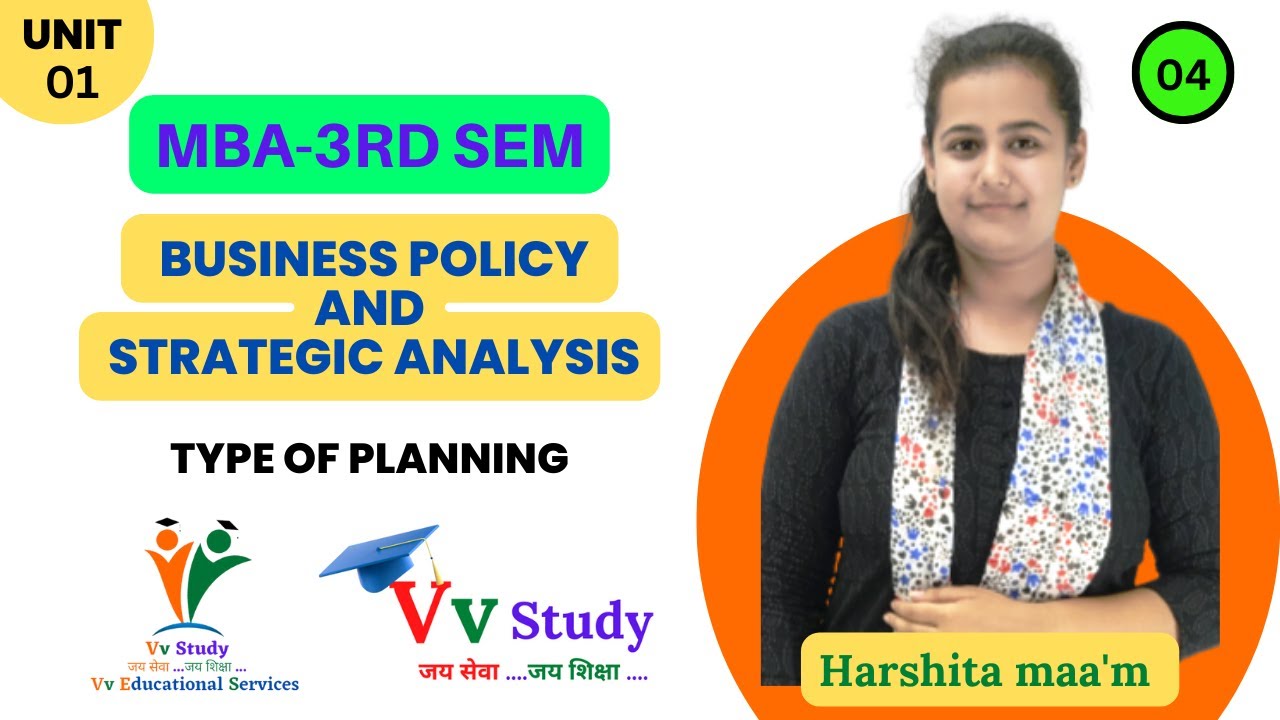 type of planning || business policy & strategic Analysis || 3rd SEM || MBA  @VvStudy