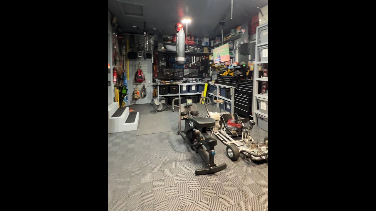 Full Garage Renovation! (Painted, Slat Walls, Floor Tiles, Metal Pegboards, the works!)