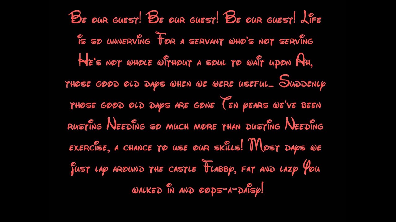Be Our Guest - Beauty And The Beast Lyrics HD