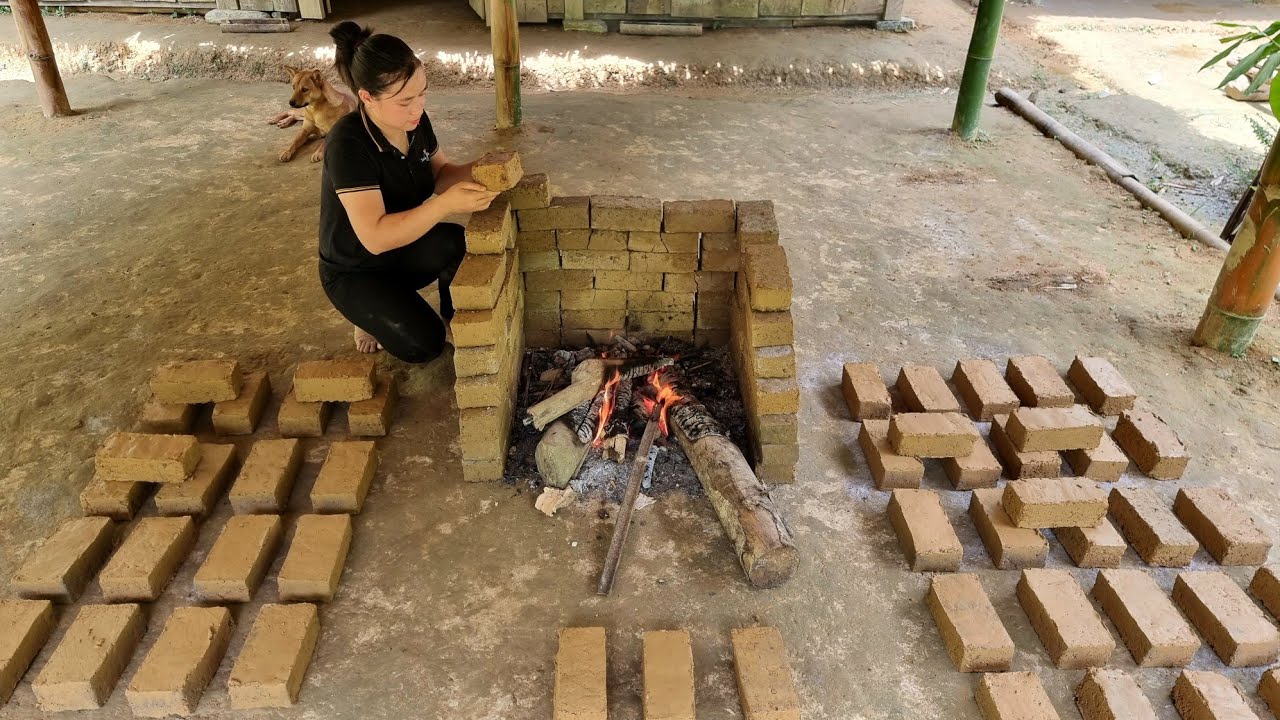 How to make Clay Bricks - Fired brick mold - Build farm life