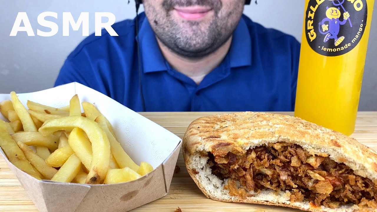ASMR SANDWICH KEBAB WITH BEEF, FRENCH FRIES MUKBANG (EATING SOUNDS) 먹방 EATING SHOW