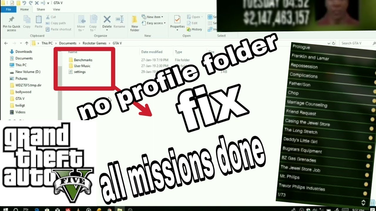 HOW TO FIX GTA 5 PROFILE FOLDER NOT FOUND IN DOCUMENTS ROCKSTAR GTA V