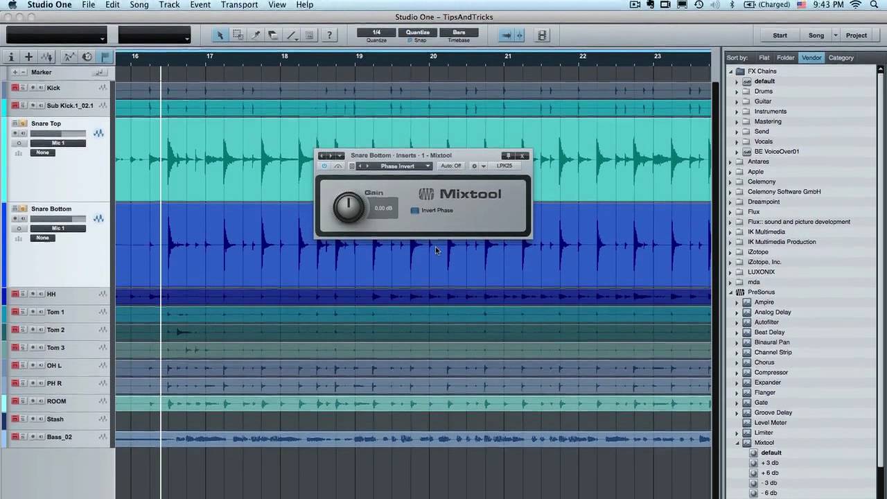 Studio One How-To: Invert the Phase on a Track