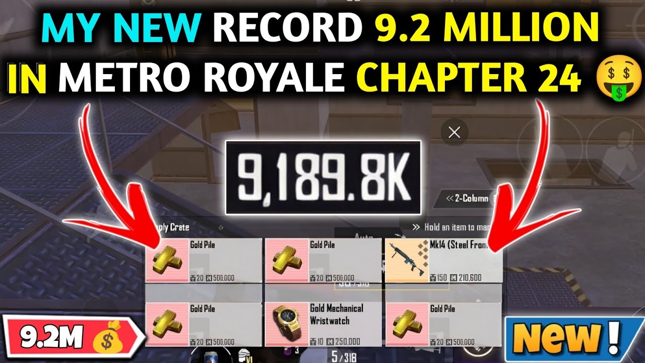 MY NEW RECORD 9.2 MILLION 🤑 PUBG METRO ROYALE CHAPTER 24