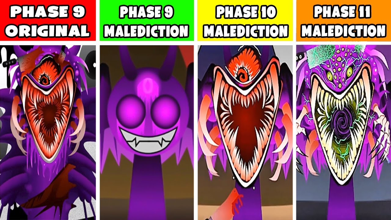 Sprunki Phase 9 original vs Malediction PHASE 9 vs Phase 10 vs PHASE 11