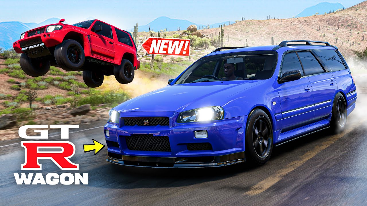 Forza Horizon 5 - The NEW Skyline Wagon! (Nissan Stagea & Mitsubishi Pajero Customization)