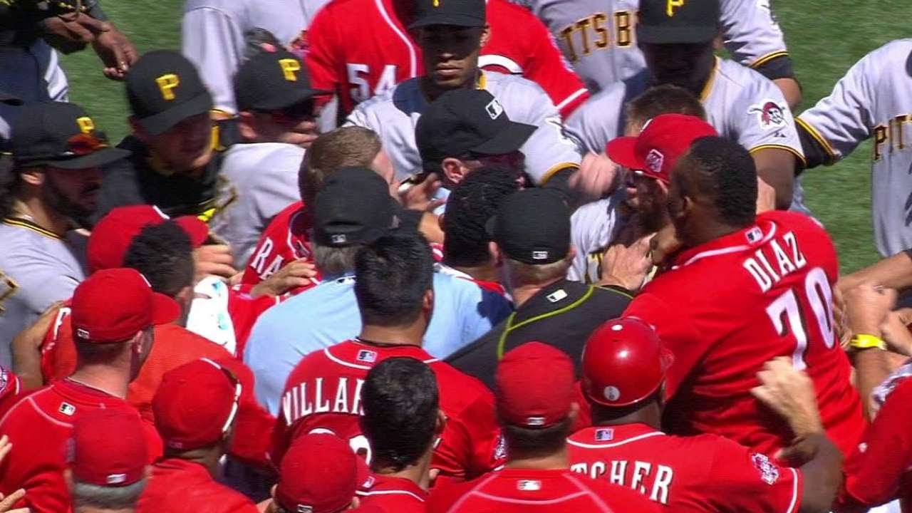 PIT@CIN: Watson plunks Phillips, benches clear in 8th