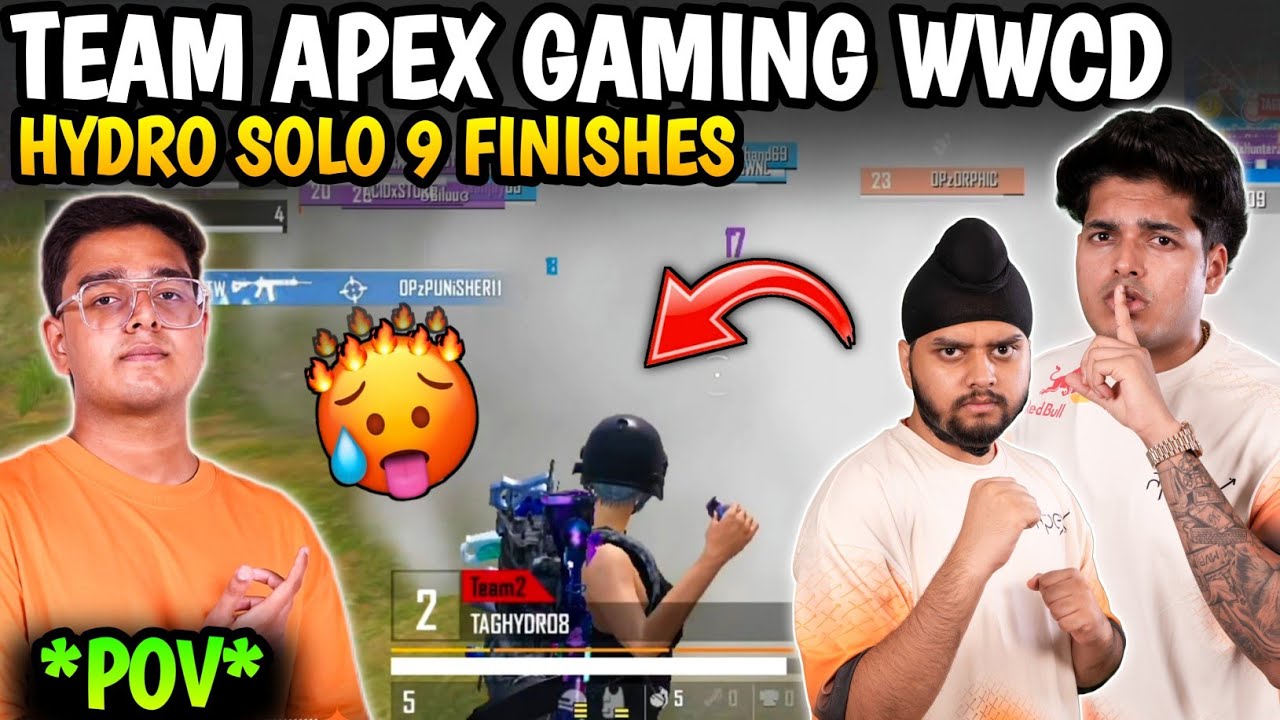 🇮🇳Team Apex Gaming Shocking 17 Finishes Wwcd🥶🔥 Hydro Solo 9 Finishes🤯 TAG BMSD Grind✅ Hydro POV
