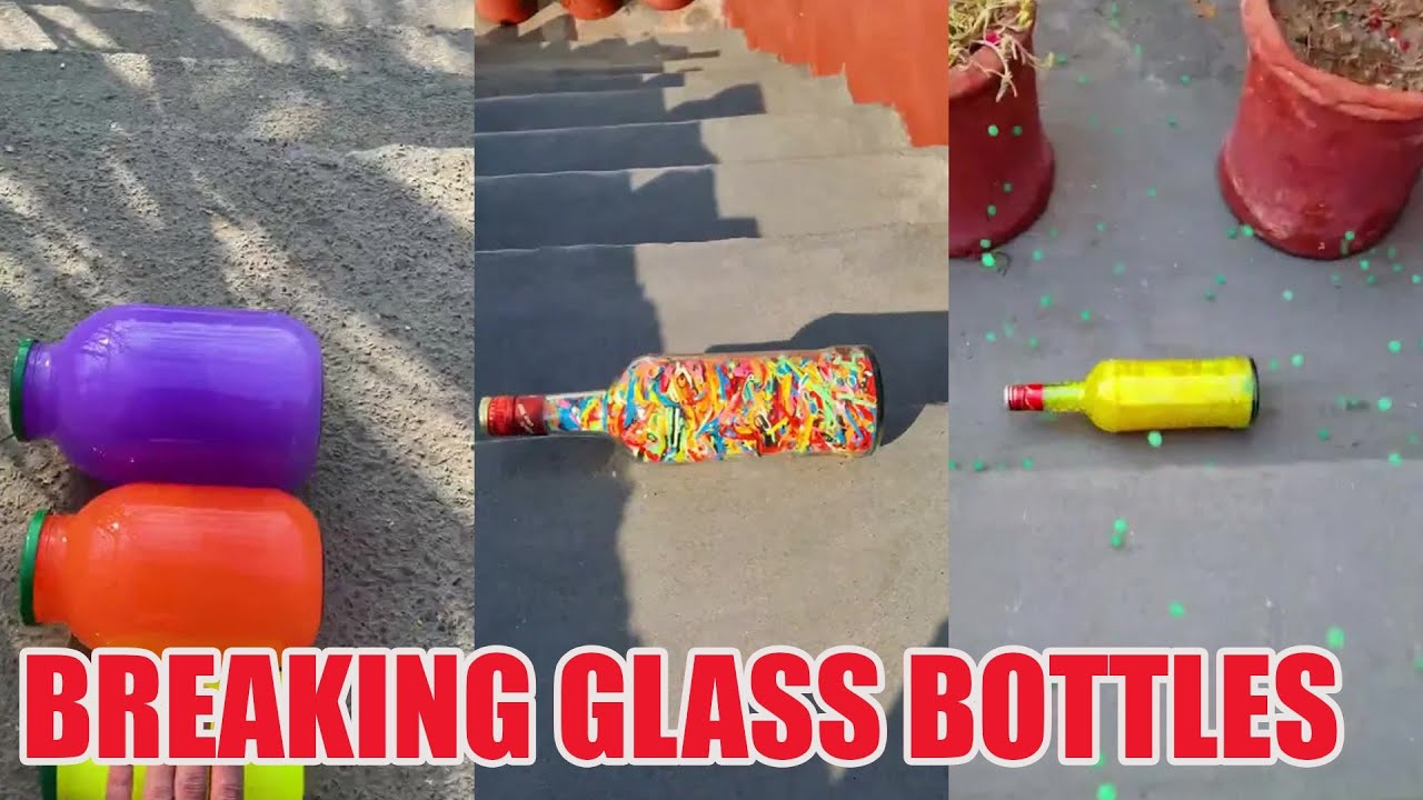 Breaking Glass Bottles and Balloon Drops 🔥 Crushing Crunchy & Soft Things #asmr #satisfying