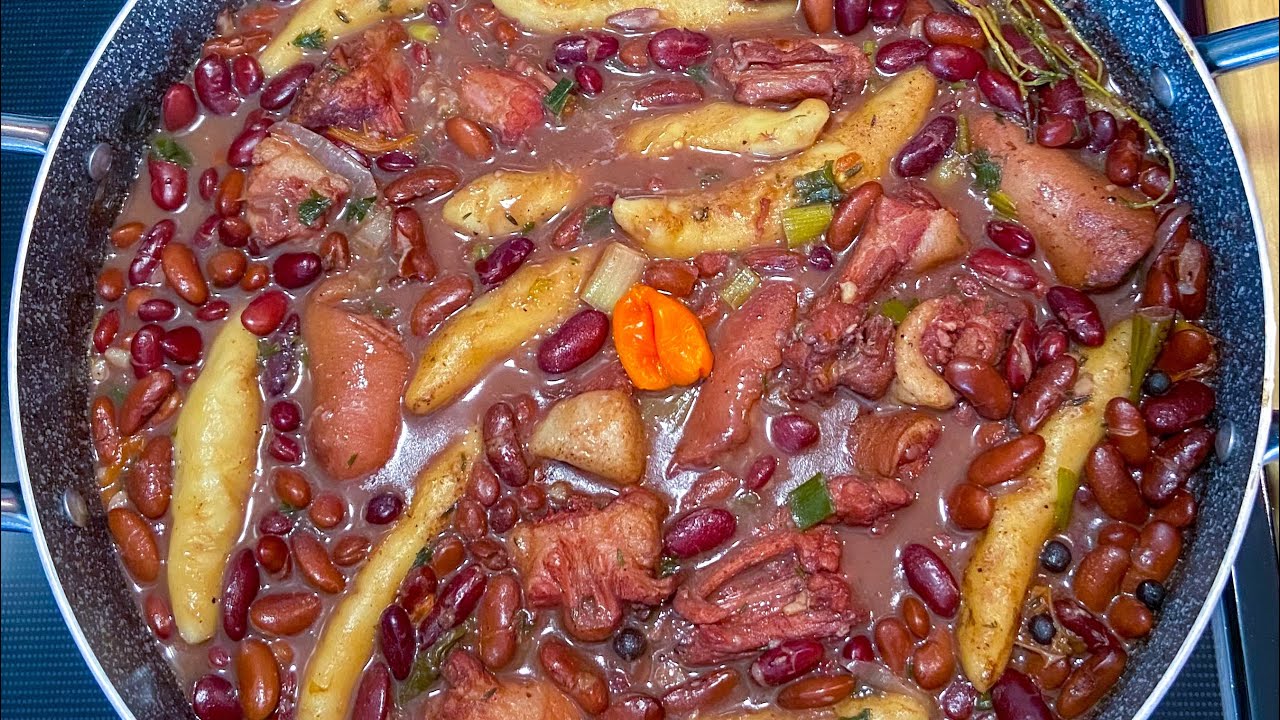 HOW TO MAKE STEW PEAS WITH PIGTAILS | RED BEANS AND DUMPLING || FRUGALLYT