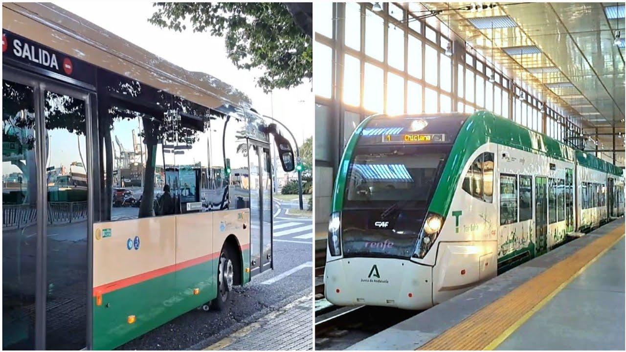 CÁDIZ: Llegada en bus urbano a Cuesta de las Calesas/RENFE | Trayecto a San Severiano en Trambahía
