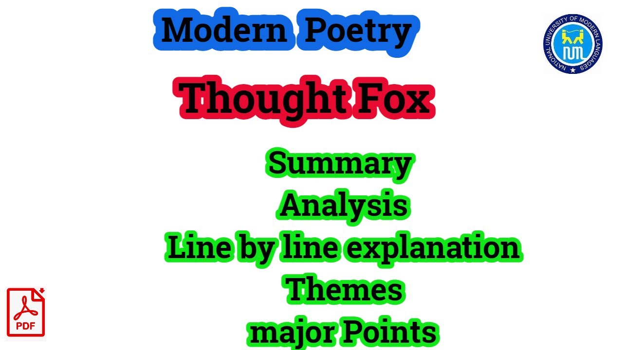 Thought Fox | Thought Fox by Ted Hughes | Summary of Thought Fox