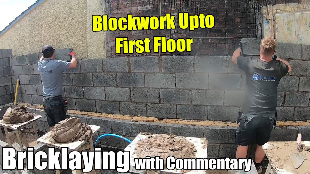 The Awkward Extension - Blockwork To First Floor - Bricklaying With Commentary #bricklaying #vlog