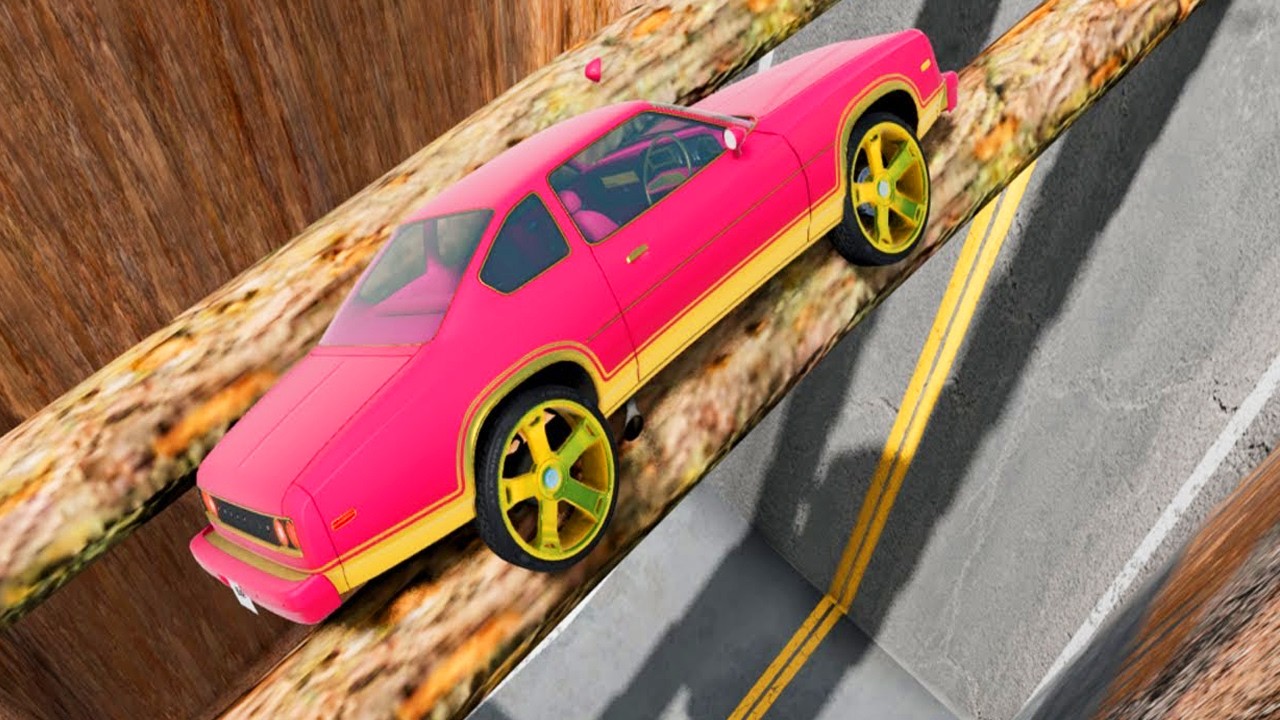 Cars vs Log Bridge Trap #01 - BeamNG DRIVE | BeamngCarGaming