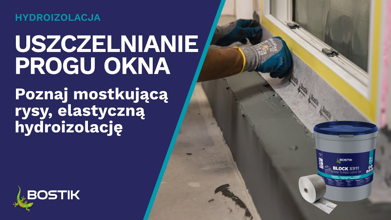 Uszczelnianie progu okna membraną hydroizolacyjną Bostik BLOCK X911 TERRA TURBOLIGHT 2K!