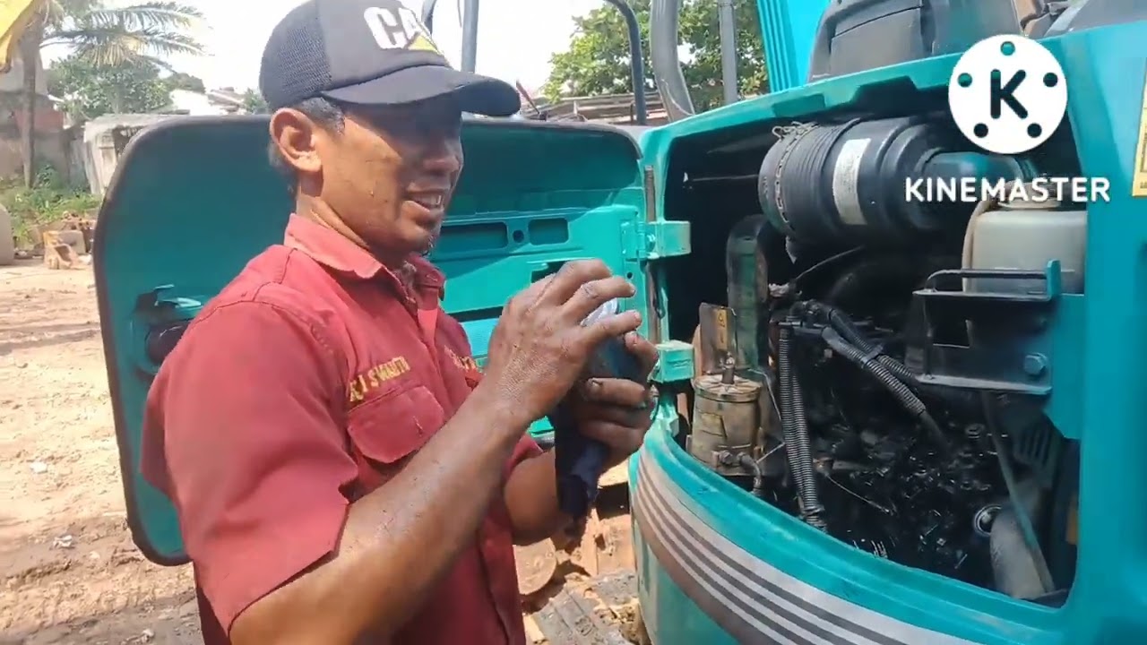 cara mudah service ganti oli mesin excavator kobelco sk 50