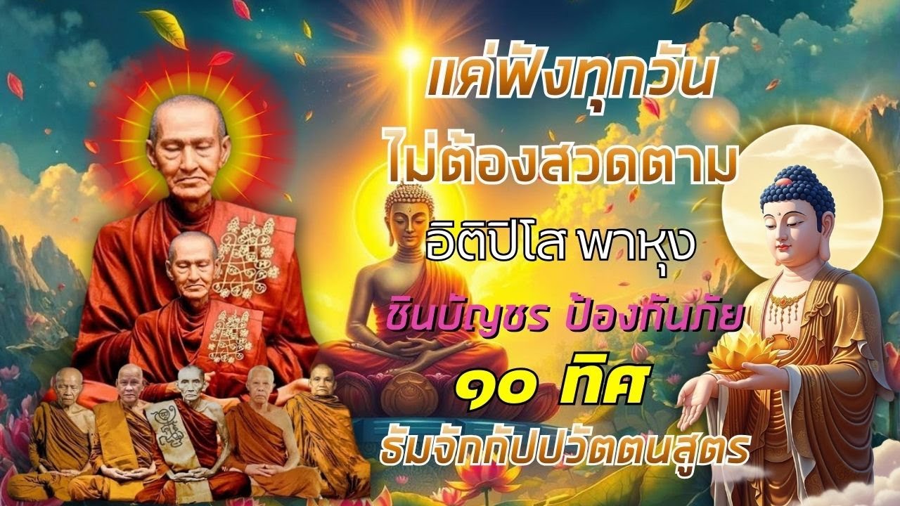 สวดมนต์ตอนเช้า  อิติปิโสพาหุง ชินบัญชร ป้องกันภัย ๑๐ทิศ ยิ่งฟังยิ่งดีกับตัว 🙏ธัมจักกัปปวัตตนสูตร