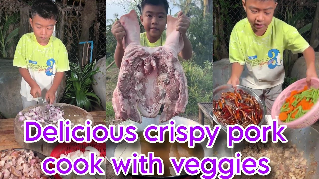 Delicious crispy pork cook with veggie