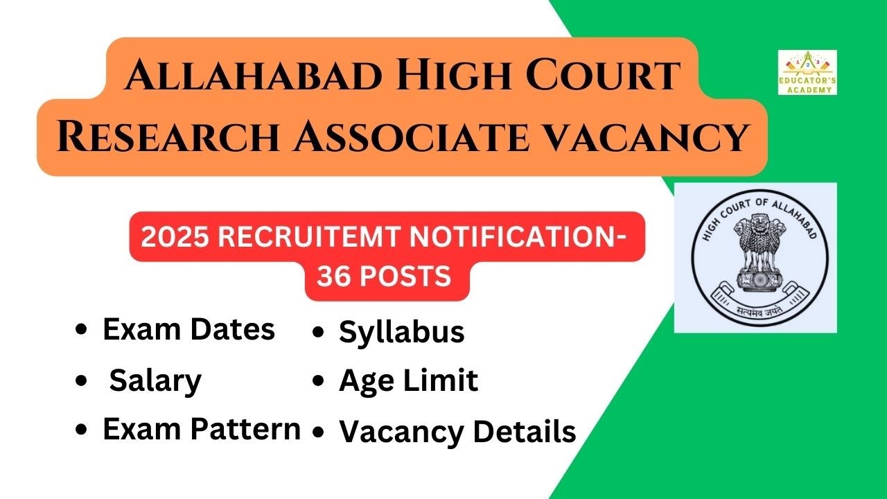 Job Alert! Allahabad High Court Research Associate Recruitment 2025 💼🇮🇳