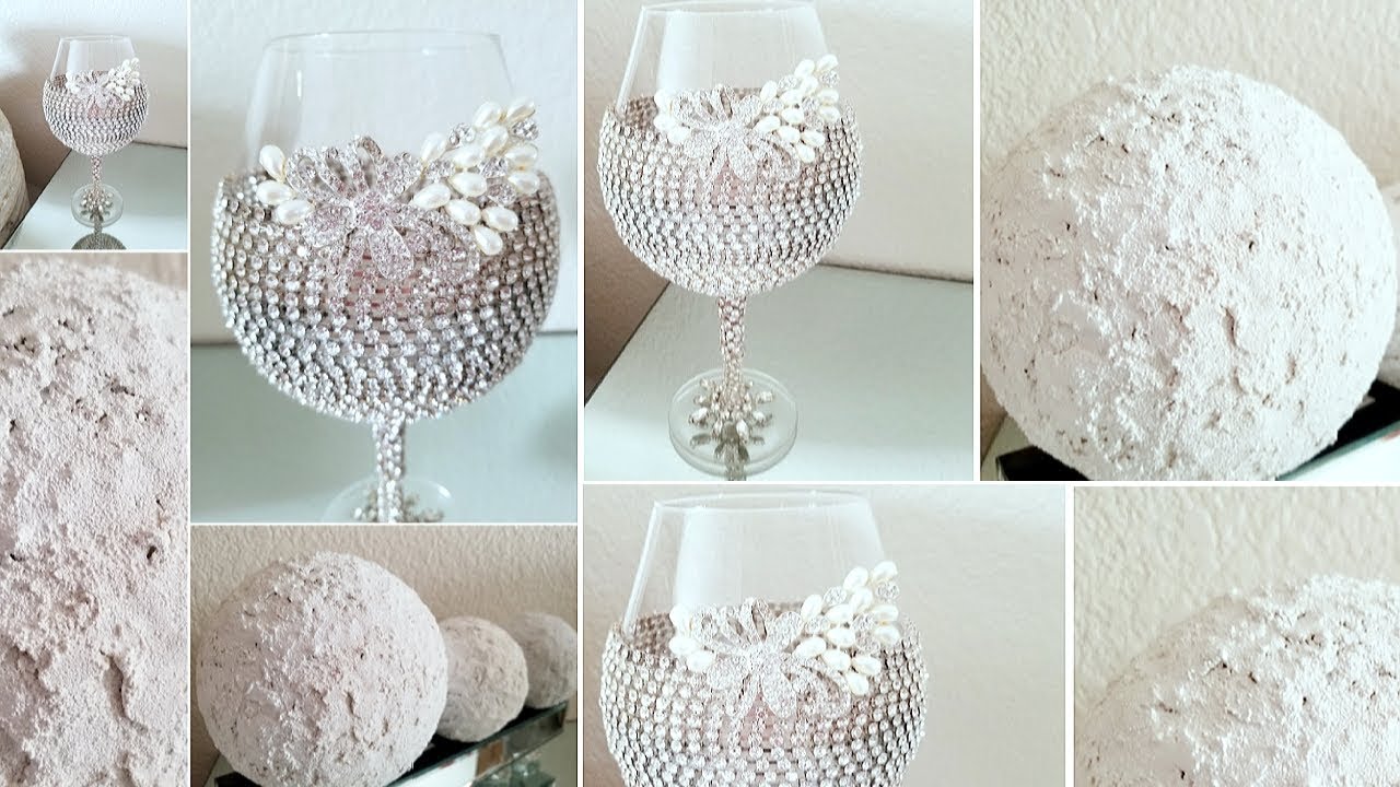 2 HIGH -END HOME DECOR DIY IDEAS | ANCIENT RUSTIC DECORATIVE BALLS | GLAMMED REVAMP WINE GLASS